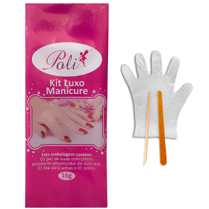 Kit Luxo Manicure Luva com Creme, Palito e Lixa 20 un Poli