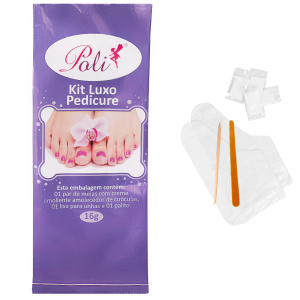 Kit Luxo Pedicure Meia com Creme, Palito e Lixa 20 un Poli