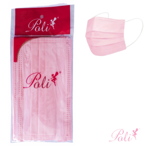 Máscara Tripla Rosa TNT com Elástico 20 un Poli